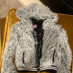 Faux fur Gray Hooded Jacket. Worn once.